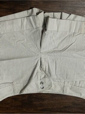 White House Black Market Cream and Black Striped Shorts